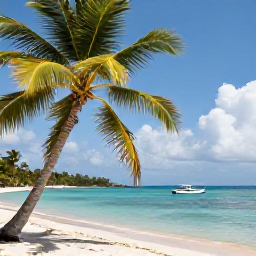 Caribbean Holidays, Jamaica Solo Holidays, Peaceful Jamaican coastline in June with palm trees, calm turquoise water and a small boat offshore