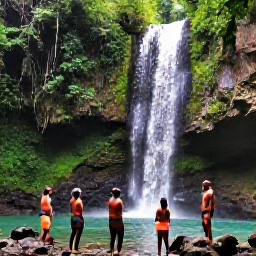 Caribbean Holidays, Jamaica Solo Holidays, Small group of solo travellers exploring a Jamaican waterfall surrounded by lush green forest