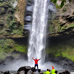 Caribbean Holidays, Jamaica Solo Holidays, Solo traveller climbing Dunn's River Falls near Ocho Rios with a small guided group, lush Jamaican scenery and cascading water
