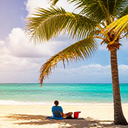 Caribbean Holidays, Jamaica Solo Holidays, Solo traveller relaxing on a quiet Jamaican beach in May, turquoise sea, palm trees and warm sunlight