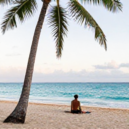 Caribbean Holidays, Jamaica Solo Holidays, Solo traveller relaxing on a quiet Jamaican beach in October, turquoise sea, soft morning light, palm trees and a welcoming island atmosphere