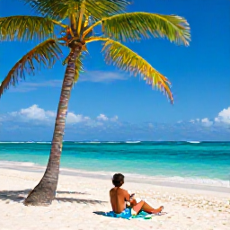 Caribbean Holidays, Jamaica Solo Holidays, Solo traveller relaxing on a sunny Jamaican beach in April, turquoise sea, palm trees and a relaxed atmosphere