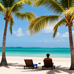 Caribbean Holidays, Jamaica Solo Holidays, Solo traveller relaxing on a sunny Jamaican beach in December, turquoise sea, palm trees, welcoming atmosphere