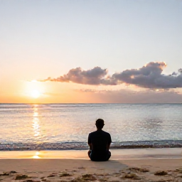 Caribbean Holidays, Jamaica Solo Holidays, Solo traveller sitting on a Jamaican beach at sunset, looking across peaceful Caribbean water