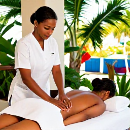 Caribbean Holidays, Jamaica Spa Breaks, Jamaican spa therapist giving a soothing treatment in a bright, natural treatment room overlooking tropical gardens