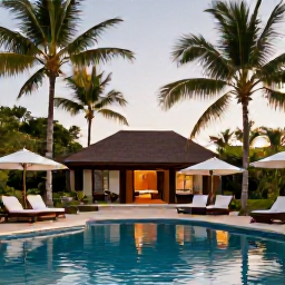 Caribbean Holidays, Jamaica Spa Breaks, Relaxing Jamaican spa resort in July with palm trees, a tranquil pool and warm Caribbean light
