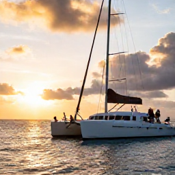 Caribbean Holidays, Jamaica Tours August, Small group of travellers enjoying a sunset catamaran cruise along the Jamaican coast