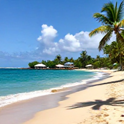 Caribbean Holidays, Jamaica Walking Holidays, A coastal Jamaican walking route with a sandy beach, turquoise water, palms and a small fishing village in warm September sunshine