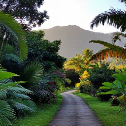 Caribbean Holidays, Jamaica Walking Holidays, A scenic walking trail through Jamaica's lush Blue Mountains in September, with tropical foliage, distant hills and soft morning light