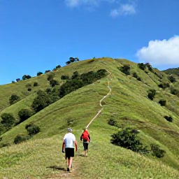Caribbean Holidays, Jamaica Walking Holidays, Hikers walking through lush Jamaican hills beneath a clear blue February sky