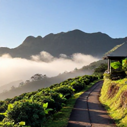 Caribbean Holidays, Jamaica Walking Holidays, Scenic walking trail in Jamaica's Blue Mountains with coffee plantations, misty peaks and a clear March morning sky