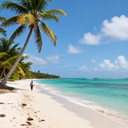 Caribbean Holidays, Jamaica Walking Holidays, Walkers exploring a quiet Jamaican coastline with turquoise water, palms and a sandy beach