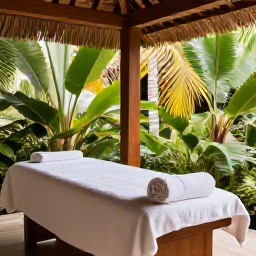 Caribbean Holidays, Jamaica Wellness, Jamaican spa treatment room with natural wood, tropical greenery, soft towels and a serene, relaxing atmosphere