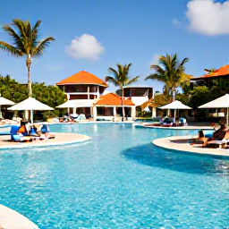 Caribbean Holidays, January Adults Only, Adults relaxing beside a turquoise Caribbean swimming pool at an adults-only resort in the Dominican Republic, bright January sunshine