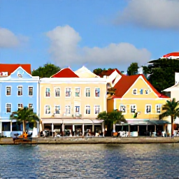 Caribbean Holidays, January Adults Only, Colourful historic streets and waterfront buildings in Charlotte Amalie, St Thomas, with visitors exploring in January sunshine
