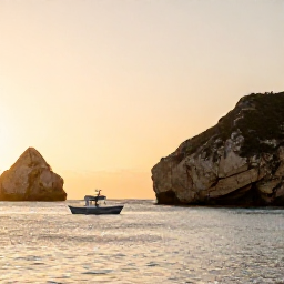 Caribbean Holidays, January Adults Only, Cura&ccedil;ao coastline at golden hour with a small boat on calm water, rocky landscape and warm evening light