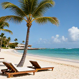 Caribbean Holidays, January Adults-Only, Elegant adults-only Caribbean resort with palm trees, sun loungers and a quiet sandy beach
