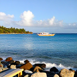 Caribbean Holidays, January Adventures, A bright January morning overlooking Bonaire's turquoise Caribbean sea, rugged coastline and colourful dive boats