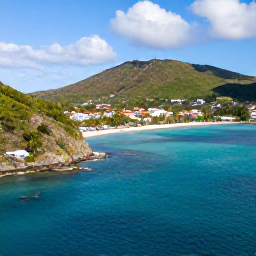 Caribbean Holidays, January Adventures, Aerial view of Saint Martin and Sint Maarten coastline with turquoise water, green hills and bright January sunshine