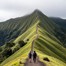 Caribbean Holidays, January Adventures, Hikers walking through Saba's lush volcanic landscape towards Mount Scenery, with cloud forest and steep green slopes