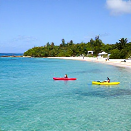 Caribbean Holidays, January Adventures, Kayakers and snorkellers exploring clear turquoise water beside a small uninhabited island near Saint Martin