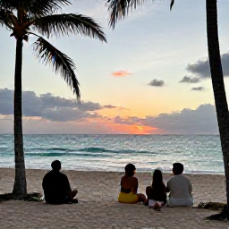 Caribbean Holidays, January Adventures, Relaxed travellers enjoying a Dominican Republic resort beach at sunset after a day of outdoor activities
