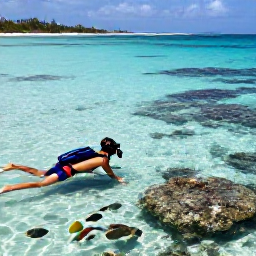 Caribbean Holidays, January Adventures, Snorkeller exploring clear shallow water beside a Saint Barth&eacute;lemy beach, with colourful reef fish and rocks visible below