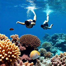Caribbean Holidays, January Adventures, Snorkellers swimming above a colourful coral reef with tropical fish near Providenciales