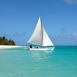 Caribbean Holidays, January Adventures, Traditional sailing boat moving between the Grenadine islands, with turquoise water, white beaches and a clear blue sky