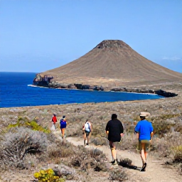 Caribbean Holidays, January Adventures, Travellers hiking through dry scrubland towards a dramatic coastal viewpoint in Cura&ccedil;ao