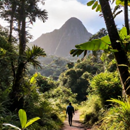 Caribbean Holidays, January Adventures, Travellers hiking through lush Saint Lucian rainforest towards the Pitons on a sunny January morning