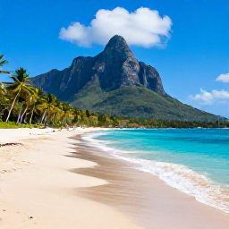 Caribbean Holidays, January All Inclusive, A peaceful golden-sand beach on Nevis with clear Caribbean water, palm trees and Mount Nevis rising in the background