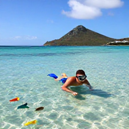 Caribbean Holidays, January All-Inclusive, A snorkeller exploring colourful fish and clear shallow water near a US Virgin Islands beach