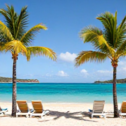 Caribbean Holidays, January All-Inclusive, A sunny beach at a US Virgin Islands all-inclusive resort in January, with turquoise water, palm trees and comfortable loungers