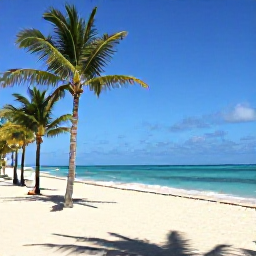 Caribbean Holidays, January All Inclusive, Sunny all-inclusive resort on a Dominican Republic beach in January, palm trees, turquoise sea and relaxed holiday atmosphere