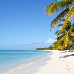 Caribbean Holidays, January All-Inclusive, Sunny Caribbean beach in January with calm turquoise water, palm trees and a relaxed holiday atmosphere