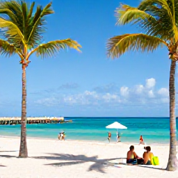 Caribbean Holidays, January Aruba Holidays, Sunny Palm Beach in Aruba during January, with turquoise sea, white sand, palm trees and relaxed holidaymakers
