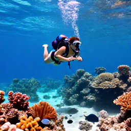 Caribbean Holidays, January Backpacking, Backpacker snorkelling above a colourful coral reef in clear Bahamian water, with tropical fish and a sandy seabed visible below