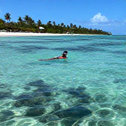 Caribbean Holidays, January Backpacking, Backpacker snorkelling in clear Caribbean water near Barbados, with colourful fish, coral and a sandy coastline