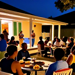 Caribbean Holidays, January Backpacking, Backpackers enjoying local food and live music at a friendly Montserrat village gathering on a warm January evening