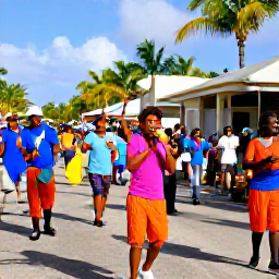 Caribbean Holidays, January Bahamas Holidays, Colourful Bahamian street parade with local music and families enjoying a January festival in Nassau