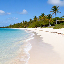 Caribbean Holidays, January Bahamas Holidays, Peaceful white sand beach, clear shallow water and palm trees on Grand Bahama Island in January