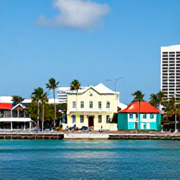 Caribbean Holidays, January Bahamas, Sunny Nassau waterfront in January with pastel colonial buildings, palm trees and visitors exploring the streets