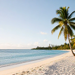 Caribbean Holidays, January Beach Holidays, A bright January morning on a white sandy beach in Tortola, British Virgin Islands, with calm turquoise water and palm trees