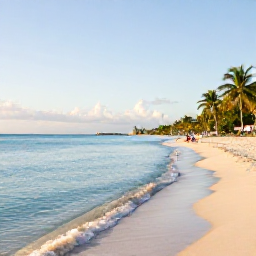 Caribbean Holidays, January Beach Holidays, A bright January morning on Magens Bay Beach in St Thomas, with calm turquoise water, white sand, palm trees and a few relaxed visitors