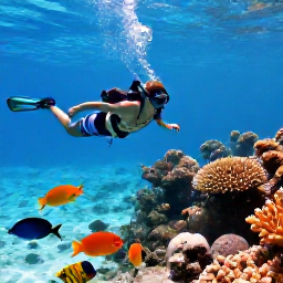 Caribbean Holidays, January Beach Holidays, A colourful snorkelling scene in Turks and Caicos with tropical fish, coral, clear shallow water and a visitor wearing a mask and fins