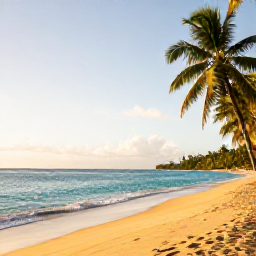Caribbean Holidays, January Beach Holidays, A quiet golden beach on Saint Lucia in January, turquoise Caribbean water, palm trees and soft morning sunlight