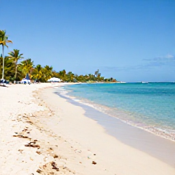 Caribbean Holidays, January Beach Holidays, A wide sandy beach on Saint Kitts with calm turquoise water, palm trees and bright January sunshine