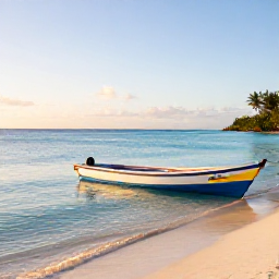 Caribbean Holidays, January Beach Holidays, Quiet tropical beach on Bequia with clear shallow water, colourful fishing boats and gentle morning light
