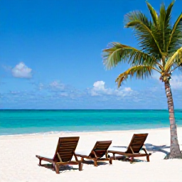 Caribbean Holidays, January Beach Holidays, Relaxed beachfront resort in Turks and Caicos in January, sun loungers, palms, turquoise sea and clear blue sky